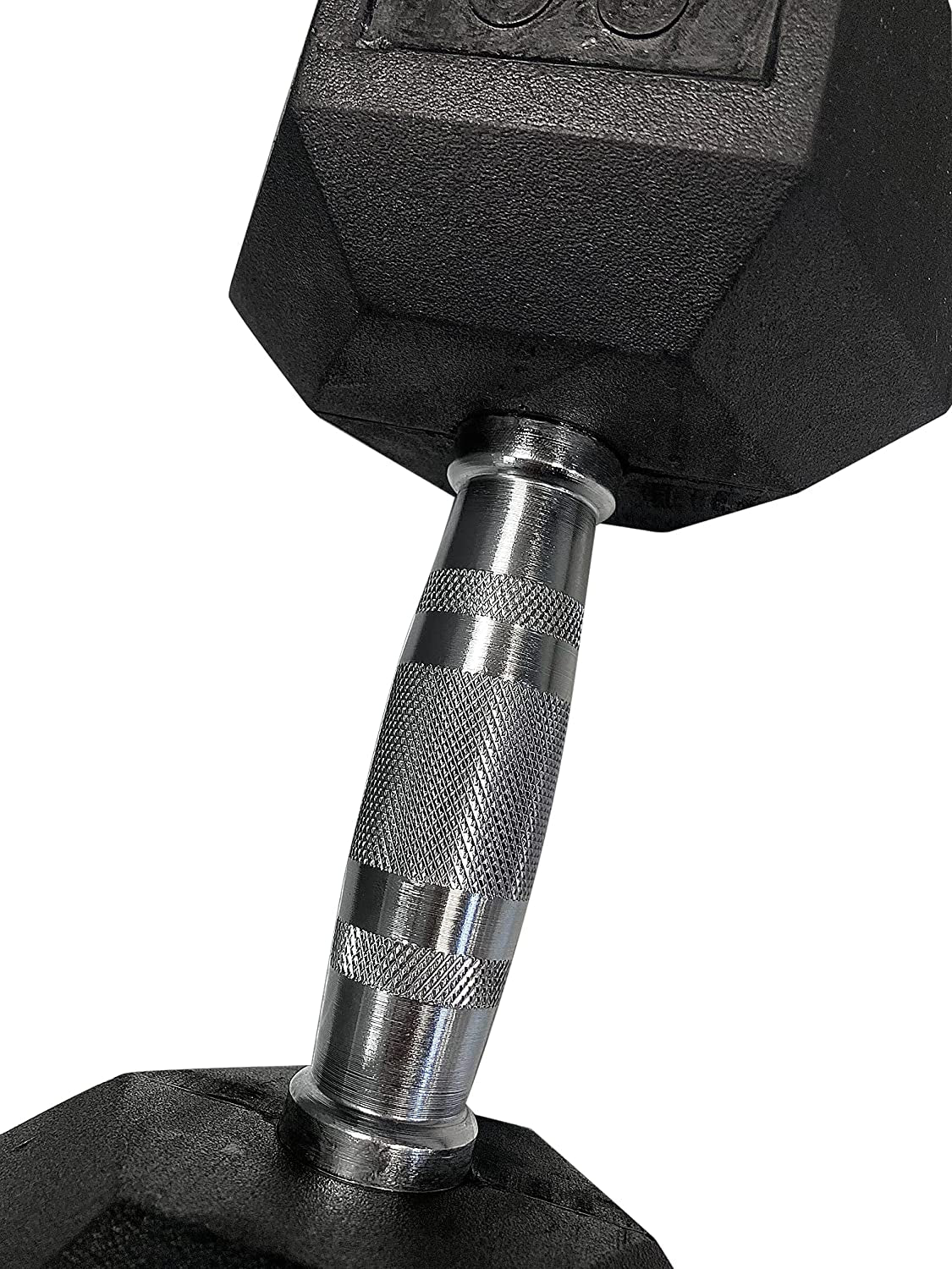 Set of 2 Hex Rubber Dumbbell with Metal Handles, Pair of 2 Heavy Dumbbells (35 Lb)